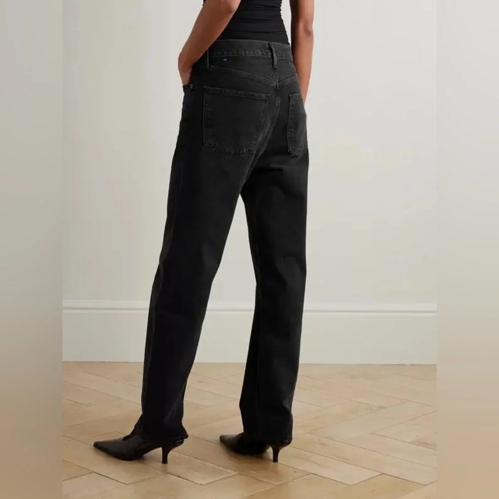 AGOLDE 90’s Mid-Ride Straight Jeans in Black Distressed‎